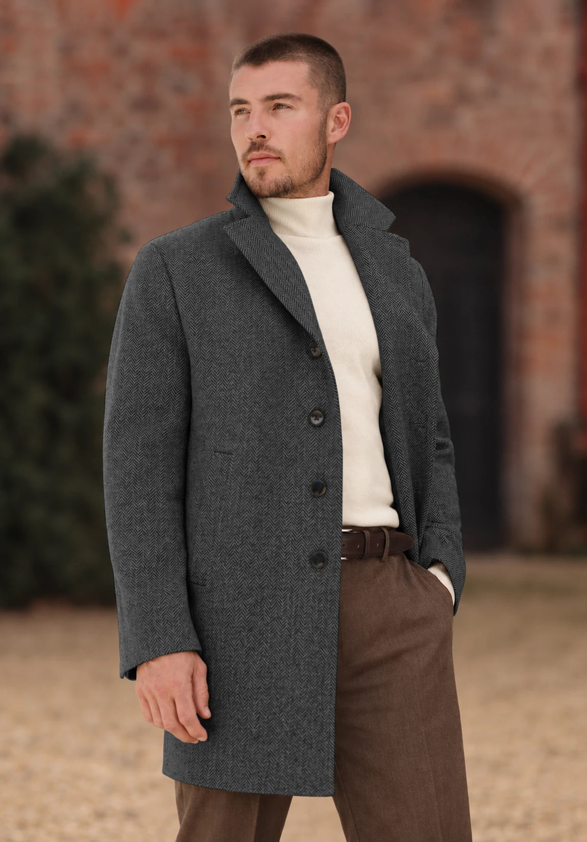 Men's dark gray herringbone jacket