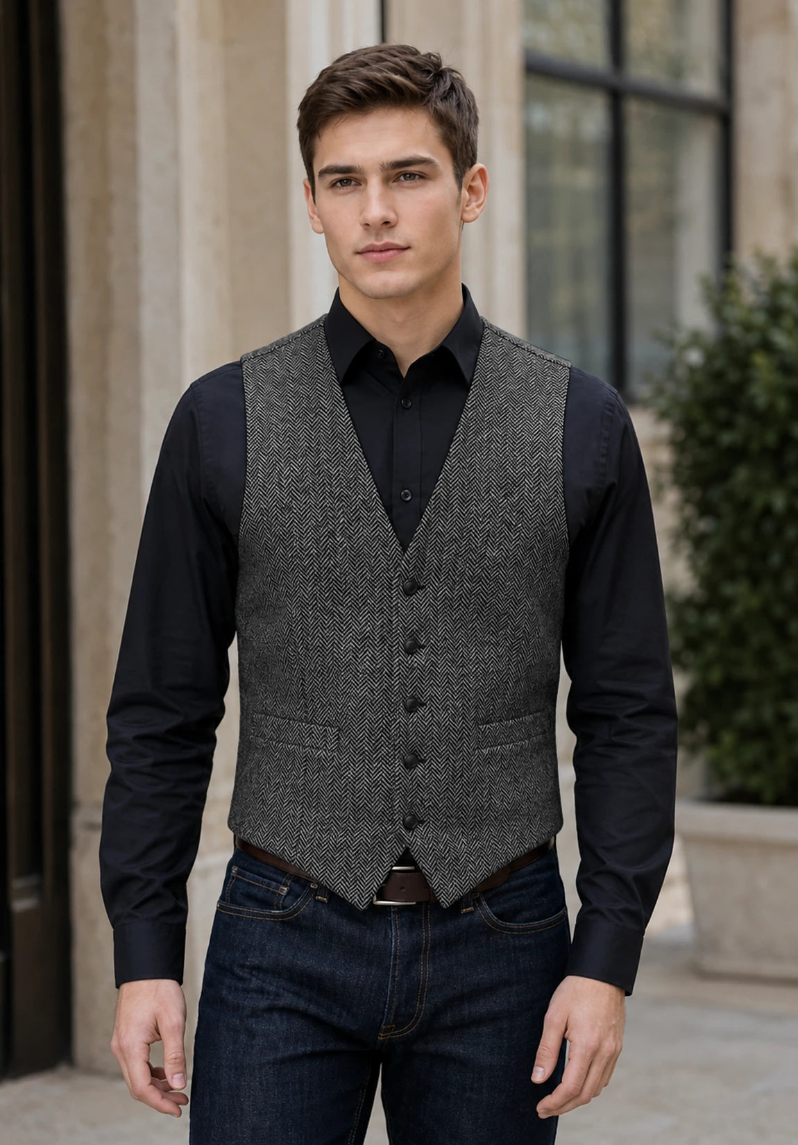 Men's dark gray vest