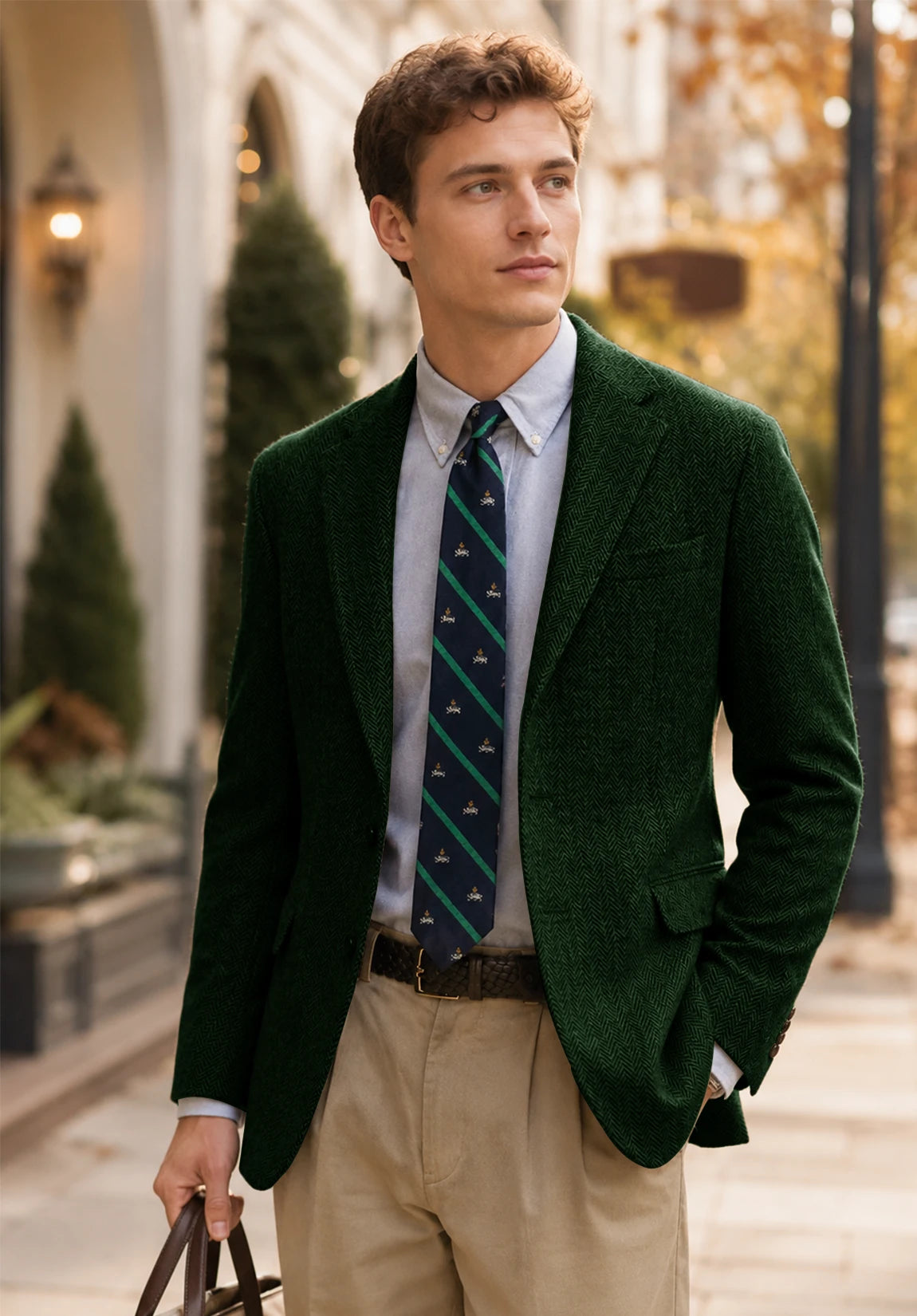 Men's dark green herringbone jacket