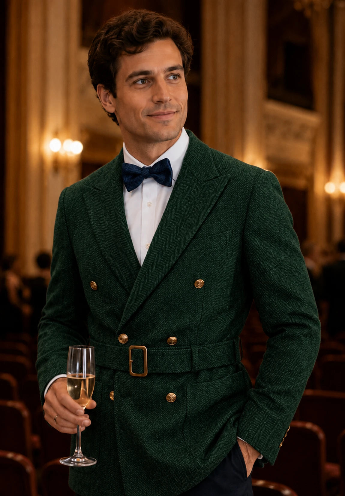 Men's dark green herringbone jacket