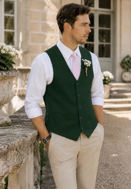 Men's Dark green suit vest 