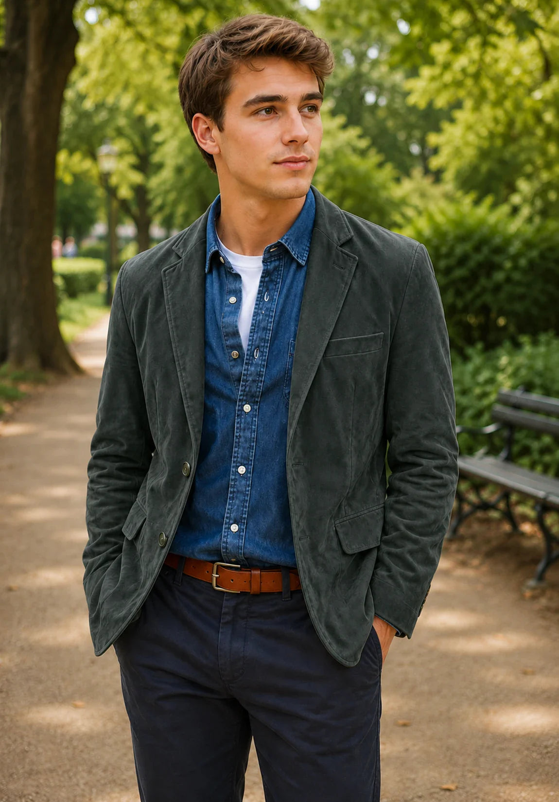 Men's dark gray suede jacket