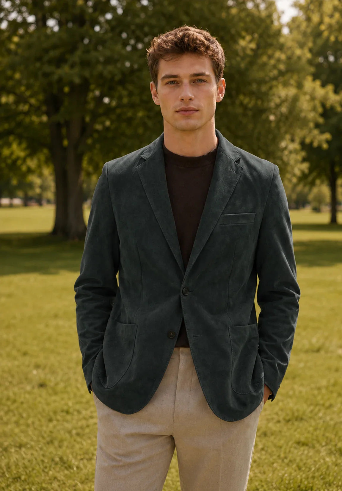 Men's dark gray suede jacket
