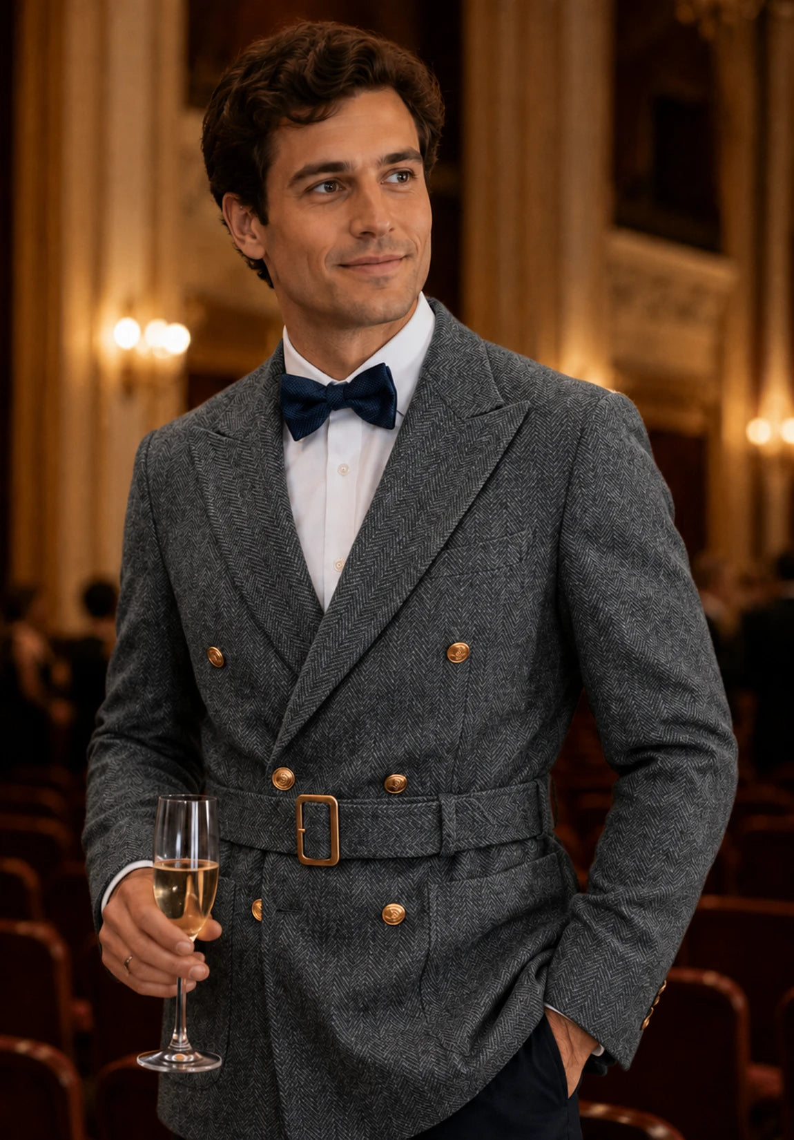 Men's dark gray herringbone jacket