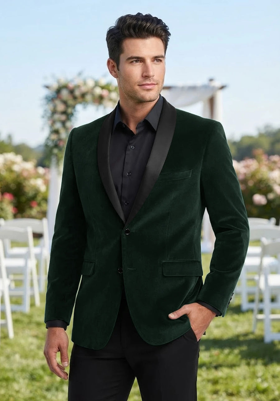 Men's dark green velvet jacket