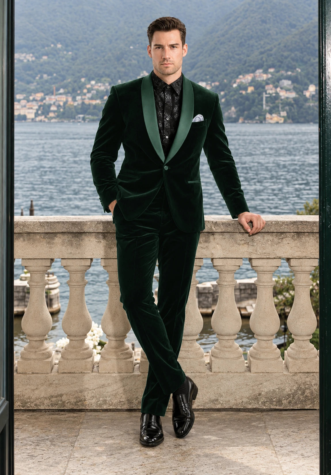 Men Dark Green Suit