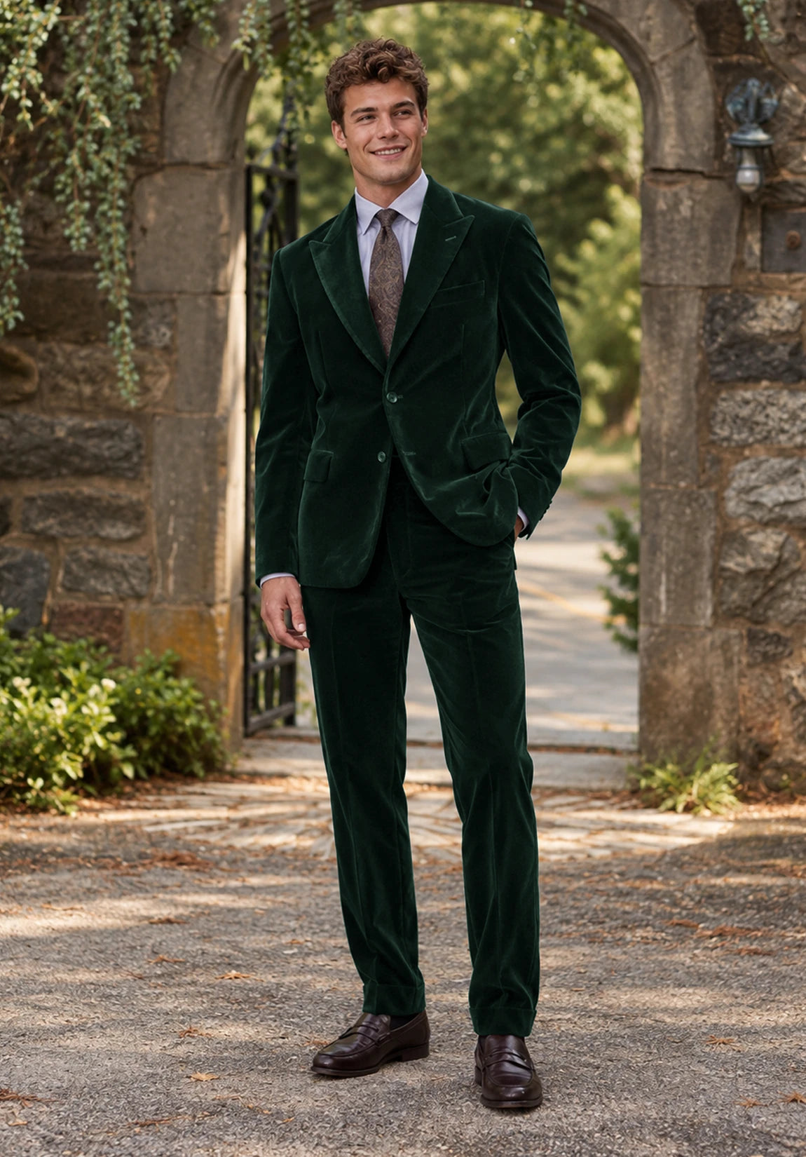 Men Dark Green Suit