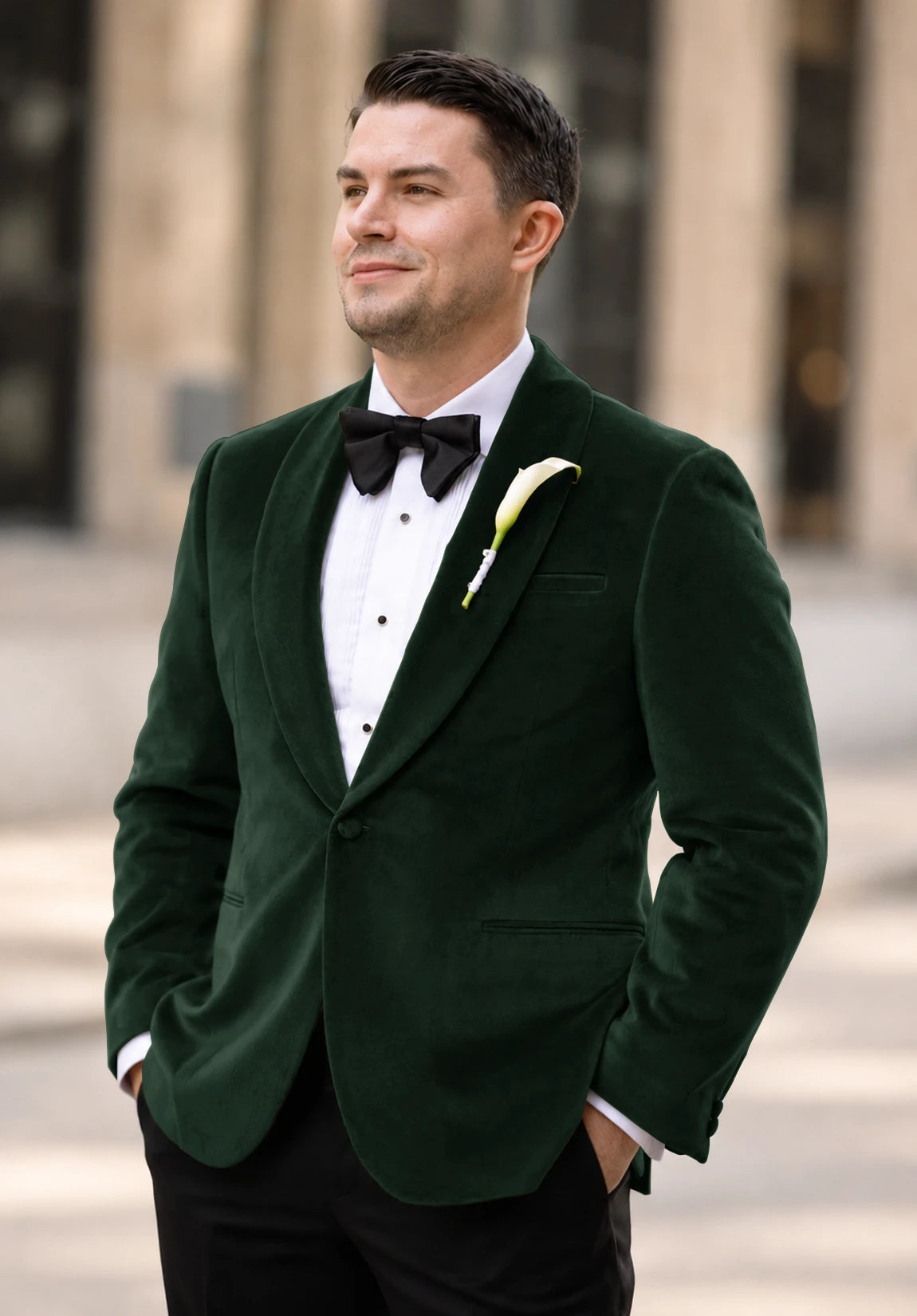 Men's dark green velvet jacket