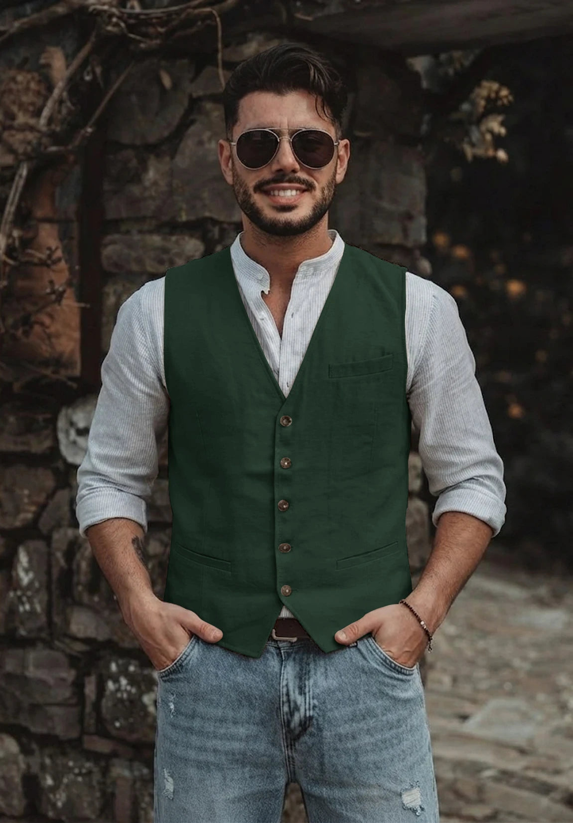 Men's green vest
