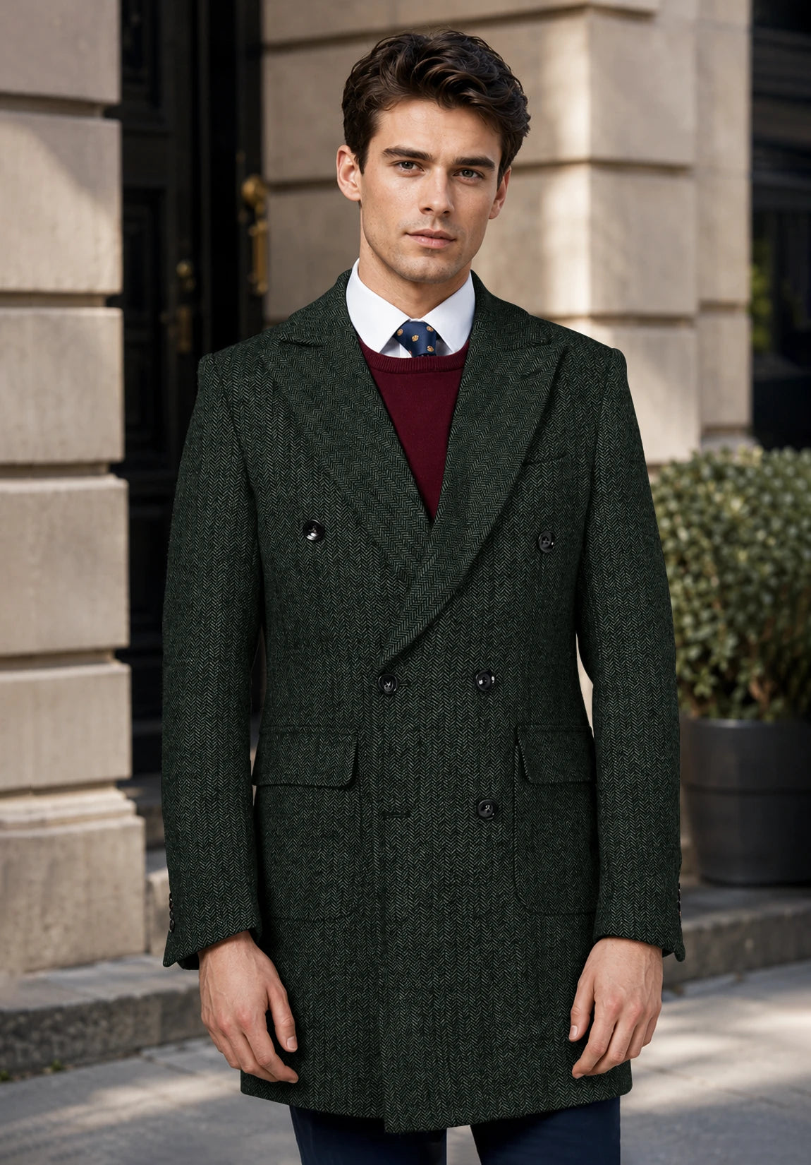 Men's dark green herringbone jacket