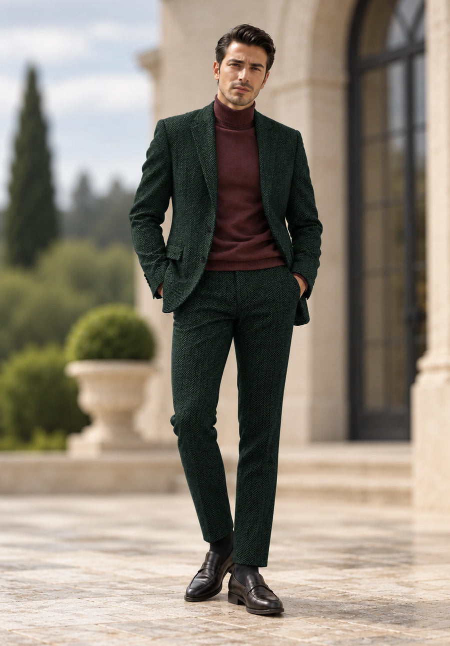 Men Dark Green Suit
