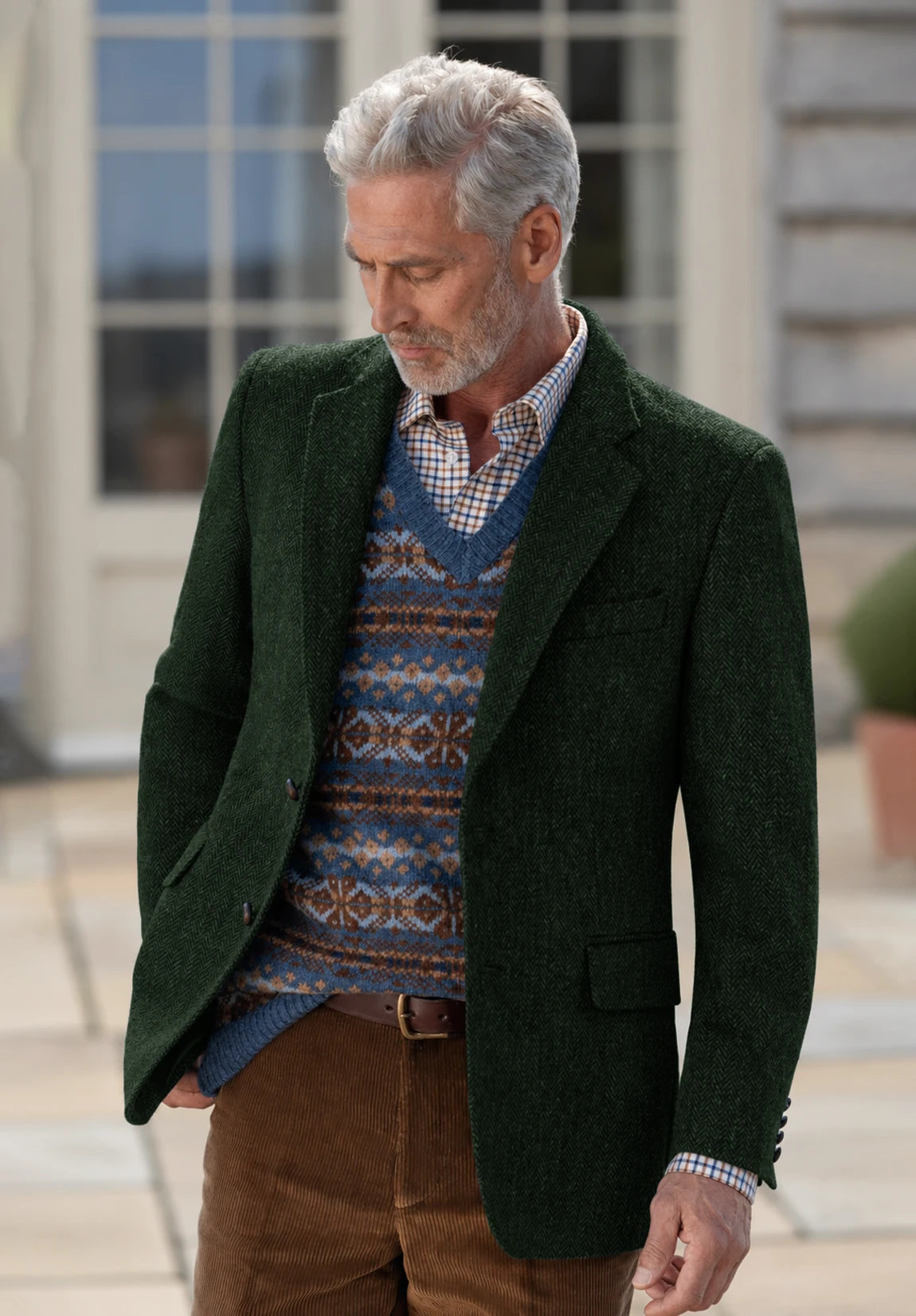 Men's dark green herringbone jacket