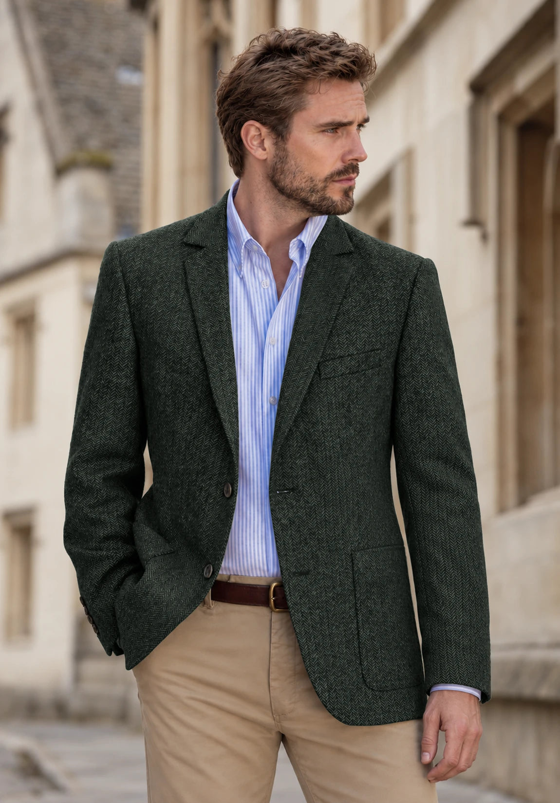 Men's dark green herringbone jacket