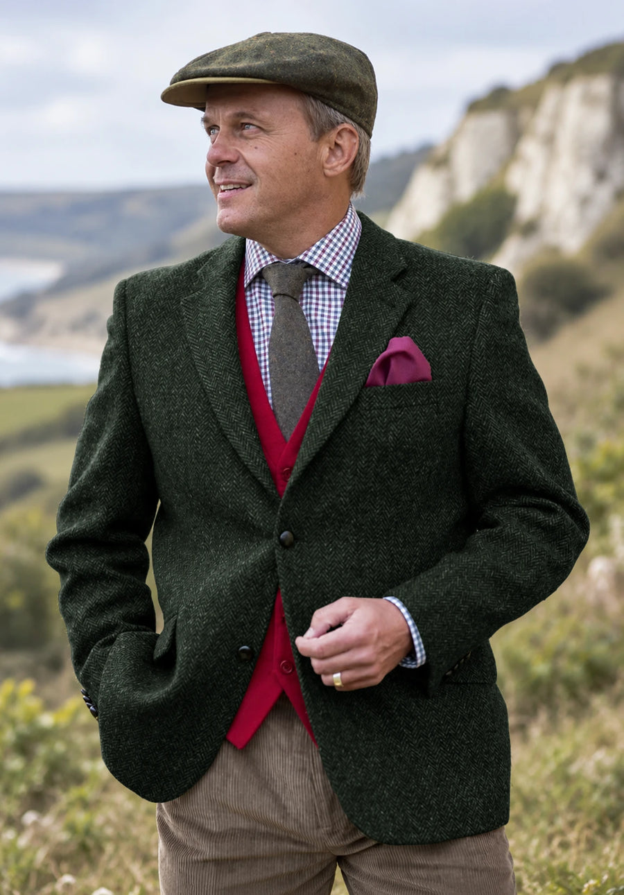 Men's dark green herringbone jacket