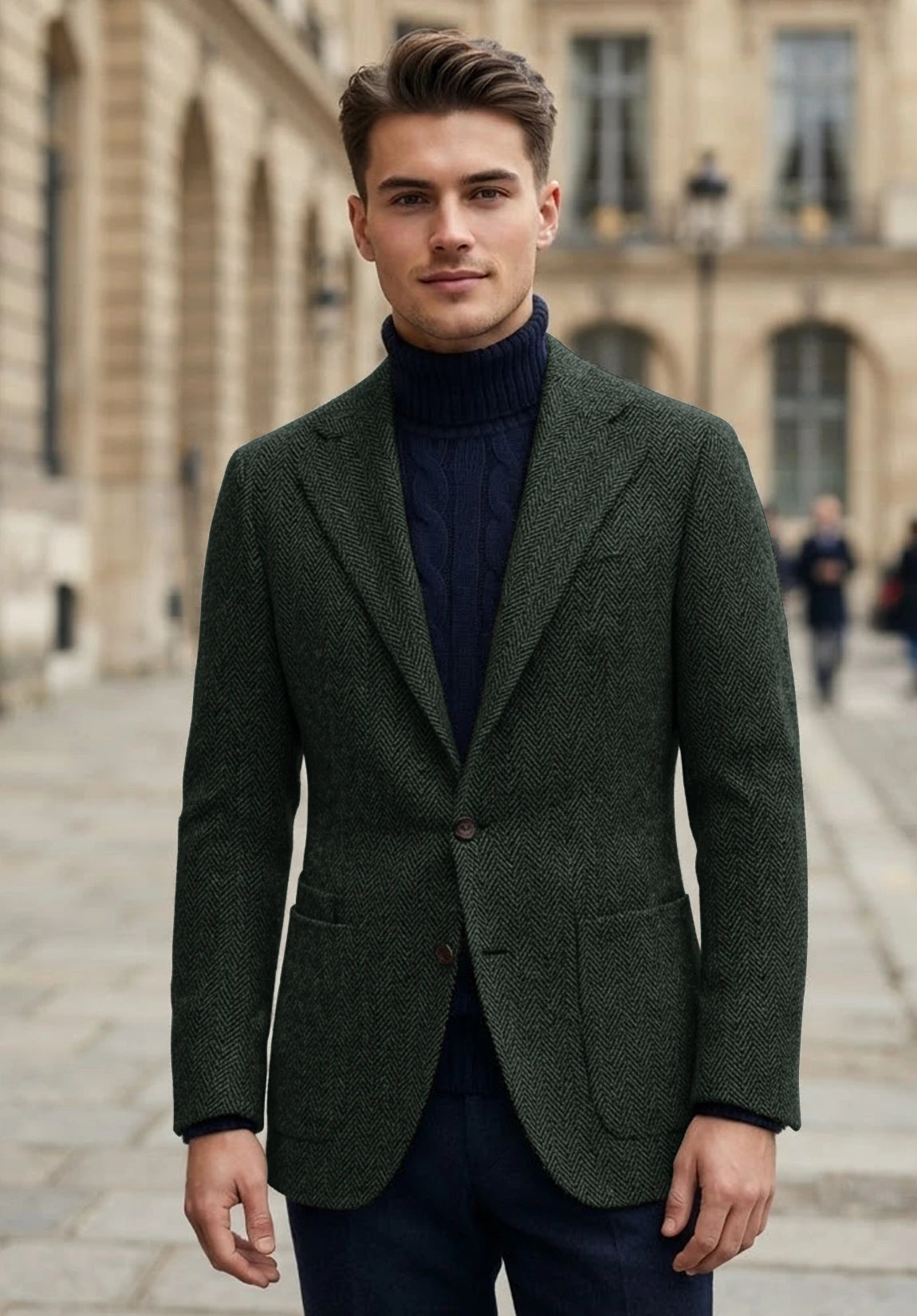 Men's dark green herringbone jacket