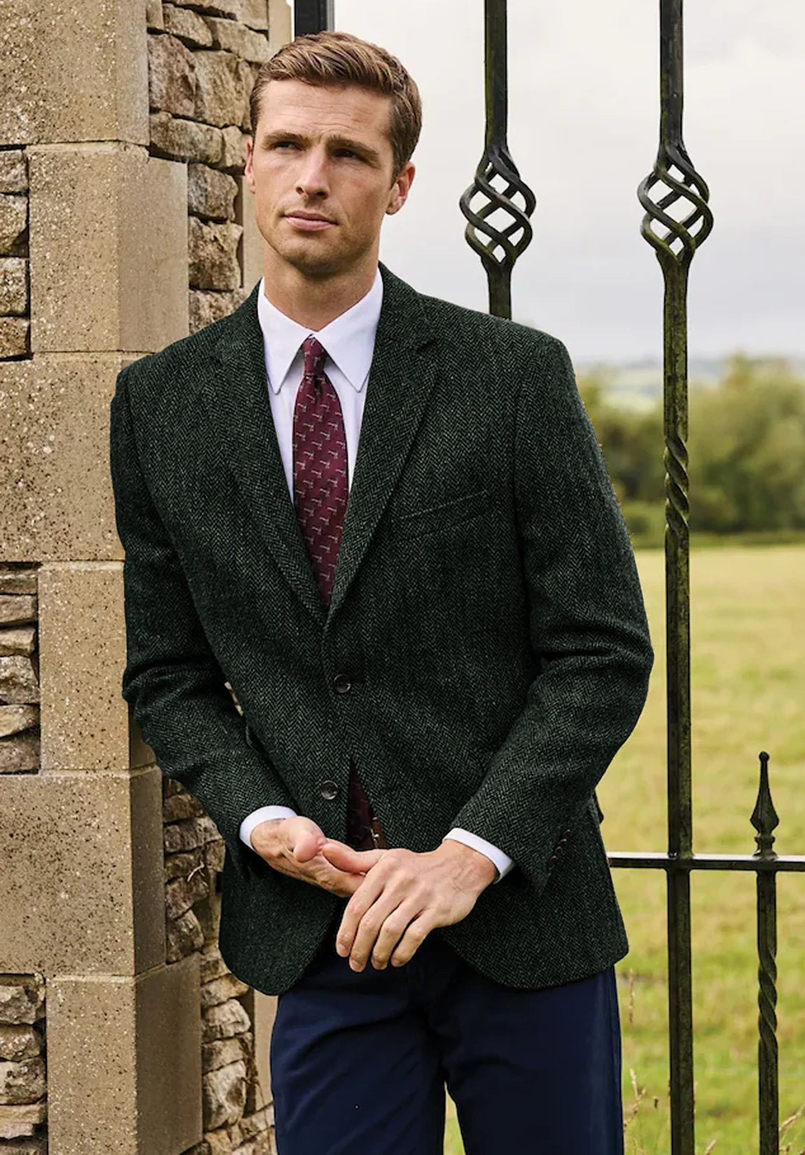 Men's dark green herringbone jacket