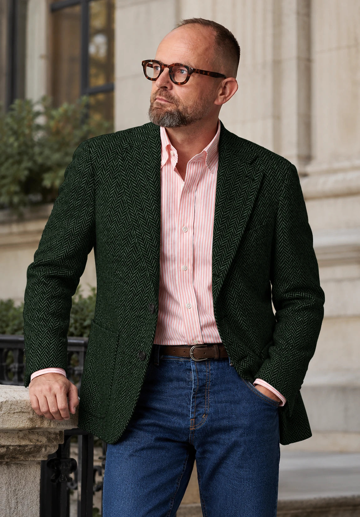 Men's dark green herringbone jacket