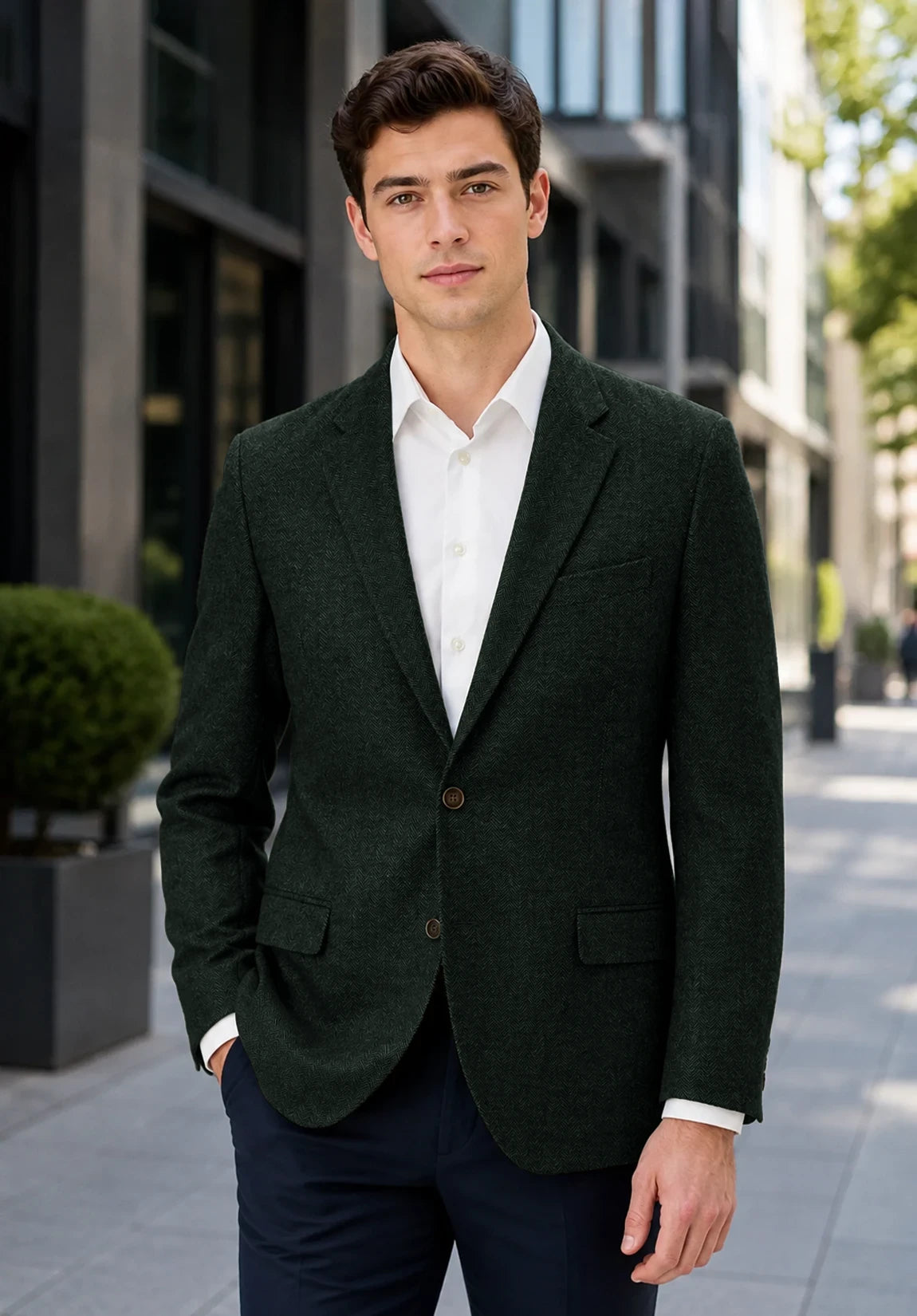 Men's dark green herringbone jacket