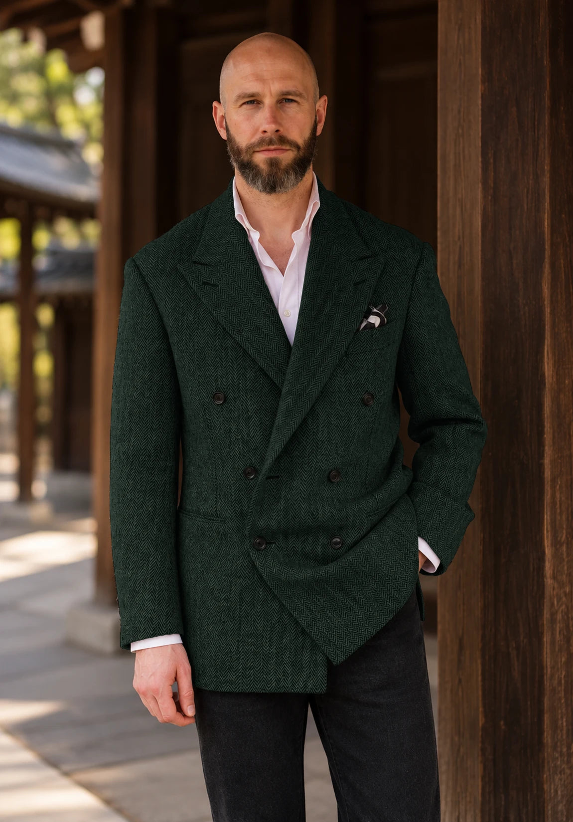 Men's dark green herringbone jacket