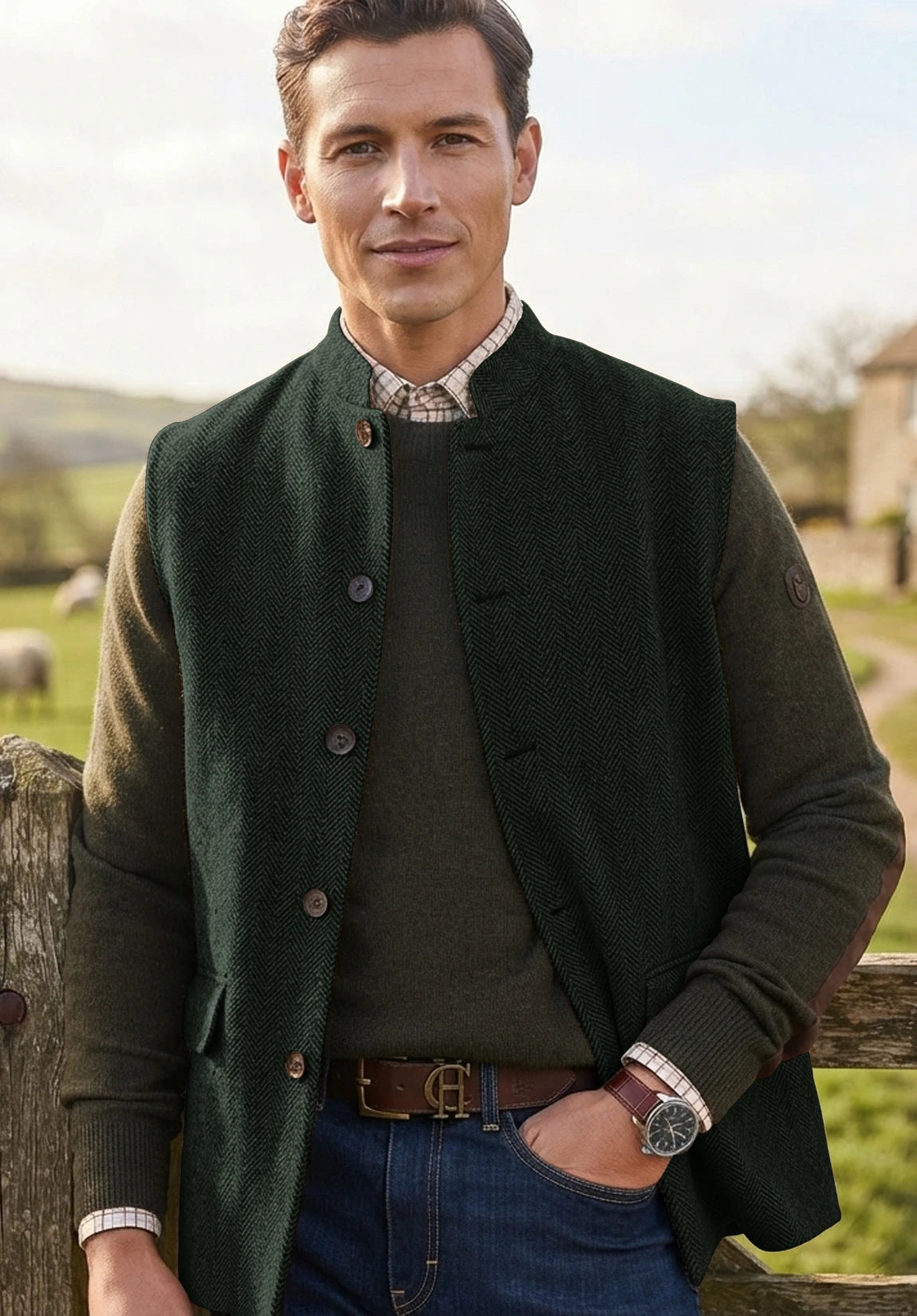 Men's green vest