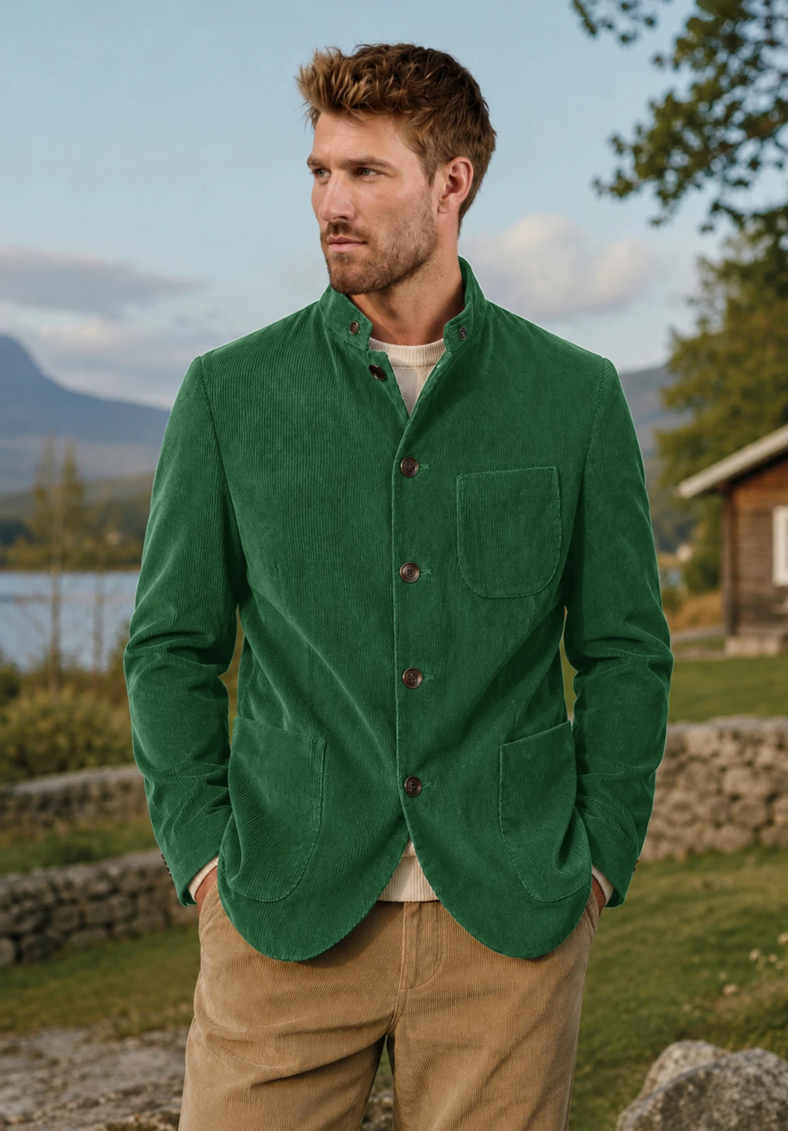 Men's green corduroy jacket