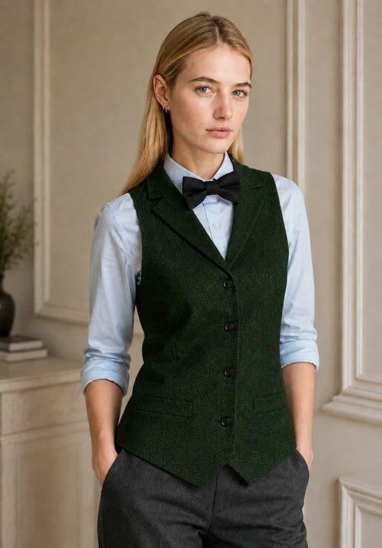 Women's green tweed vest
