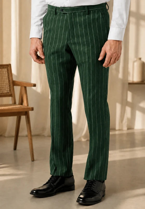 Men's green striped pants