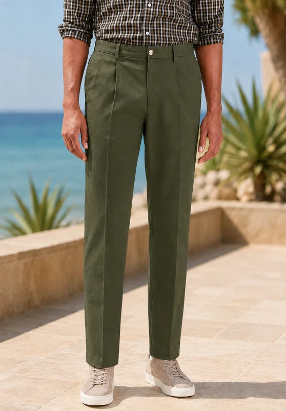 Men green Suit Pants