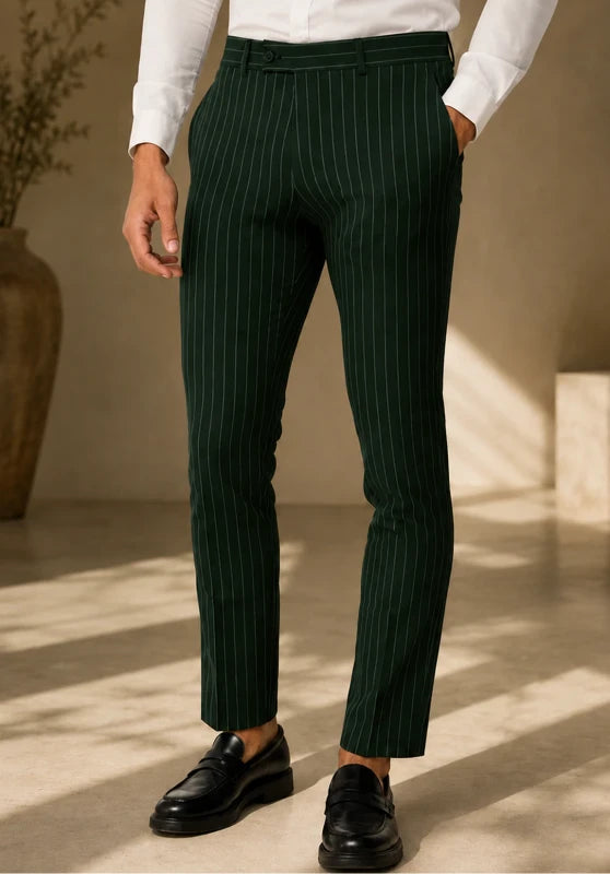 Men's green striped pants