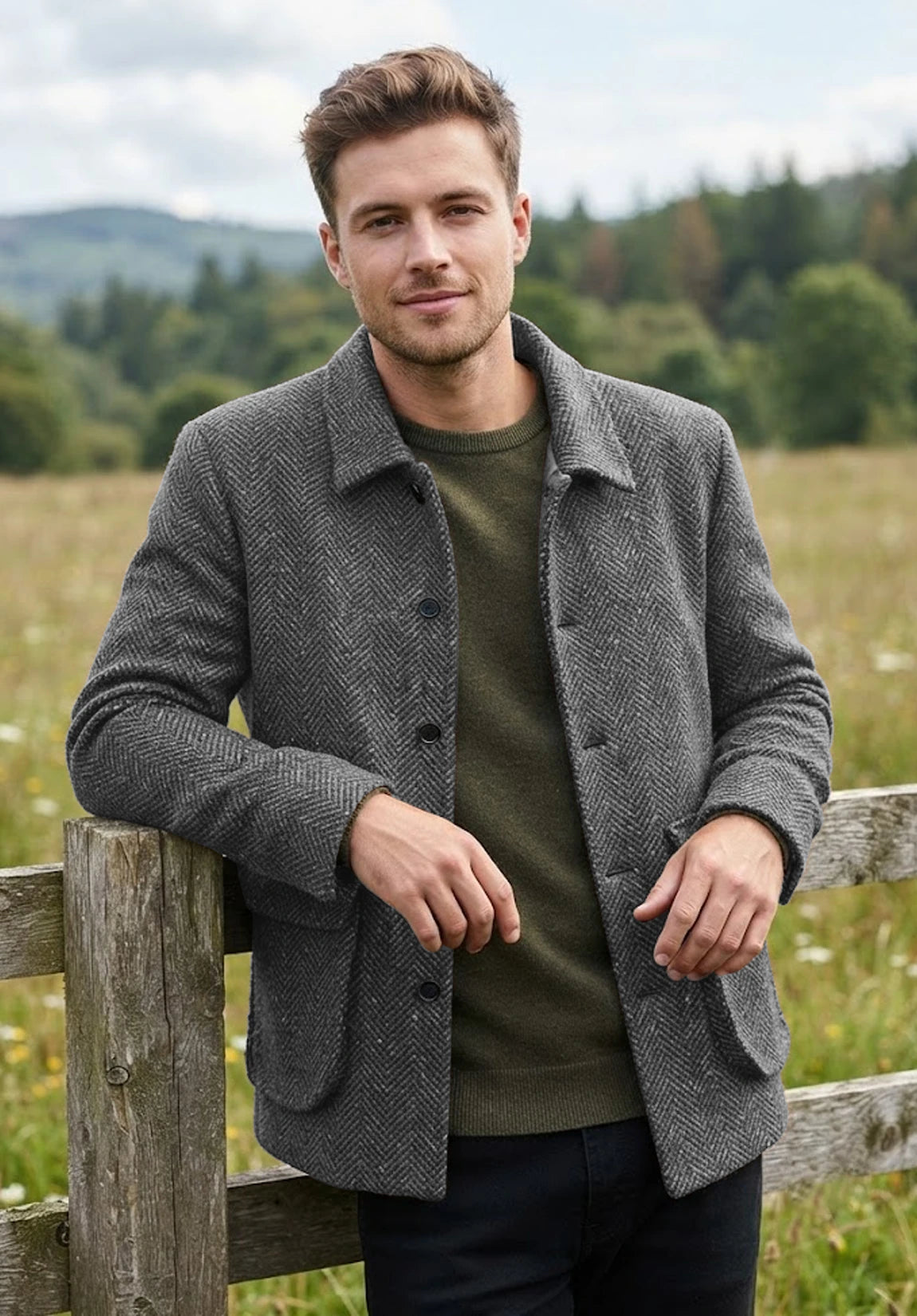Men's grey herringbone jacket