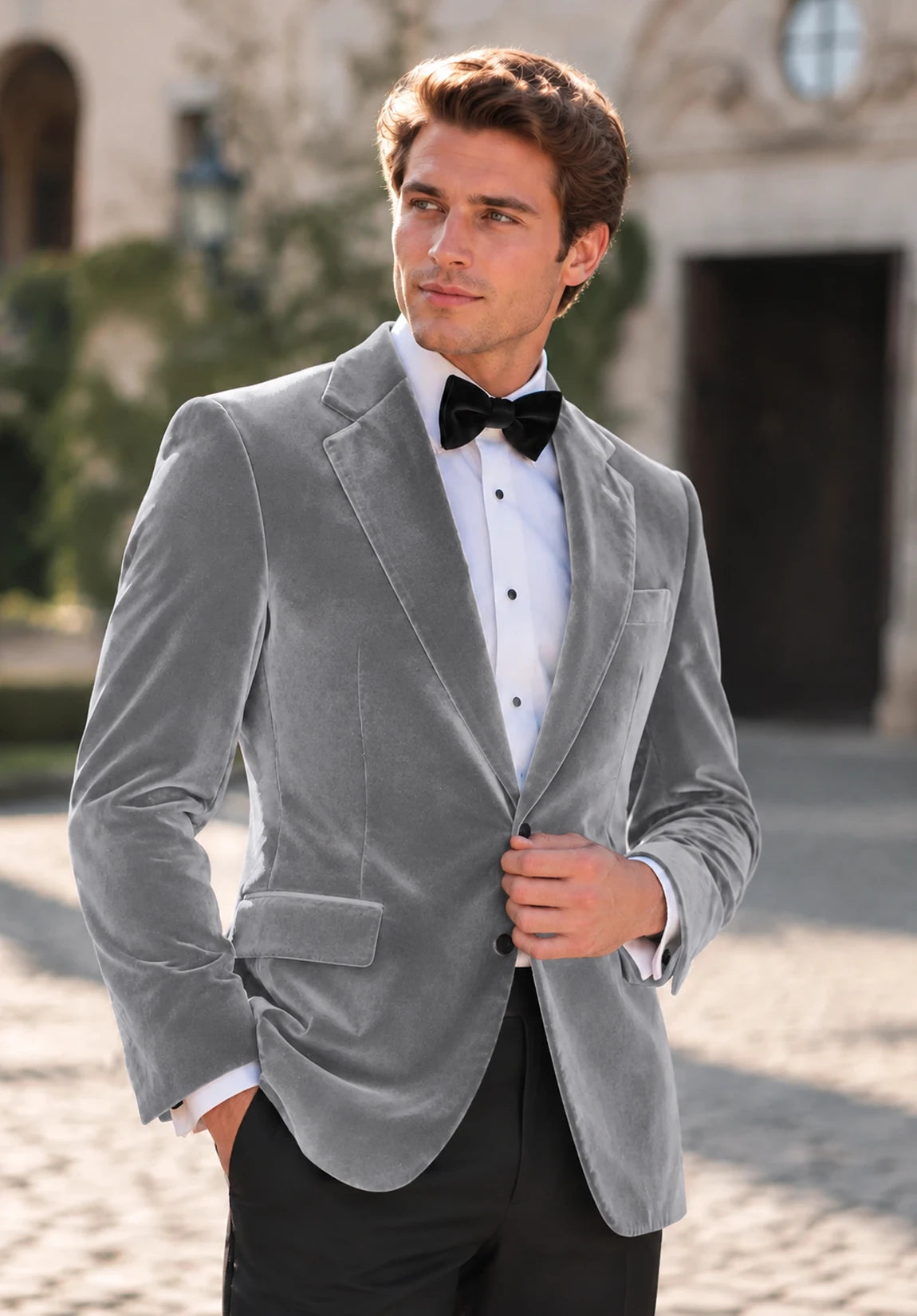 Men's grey velvet jacket