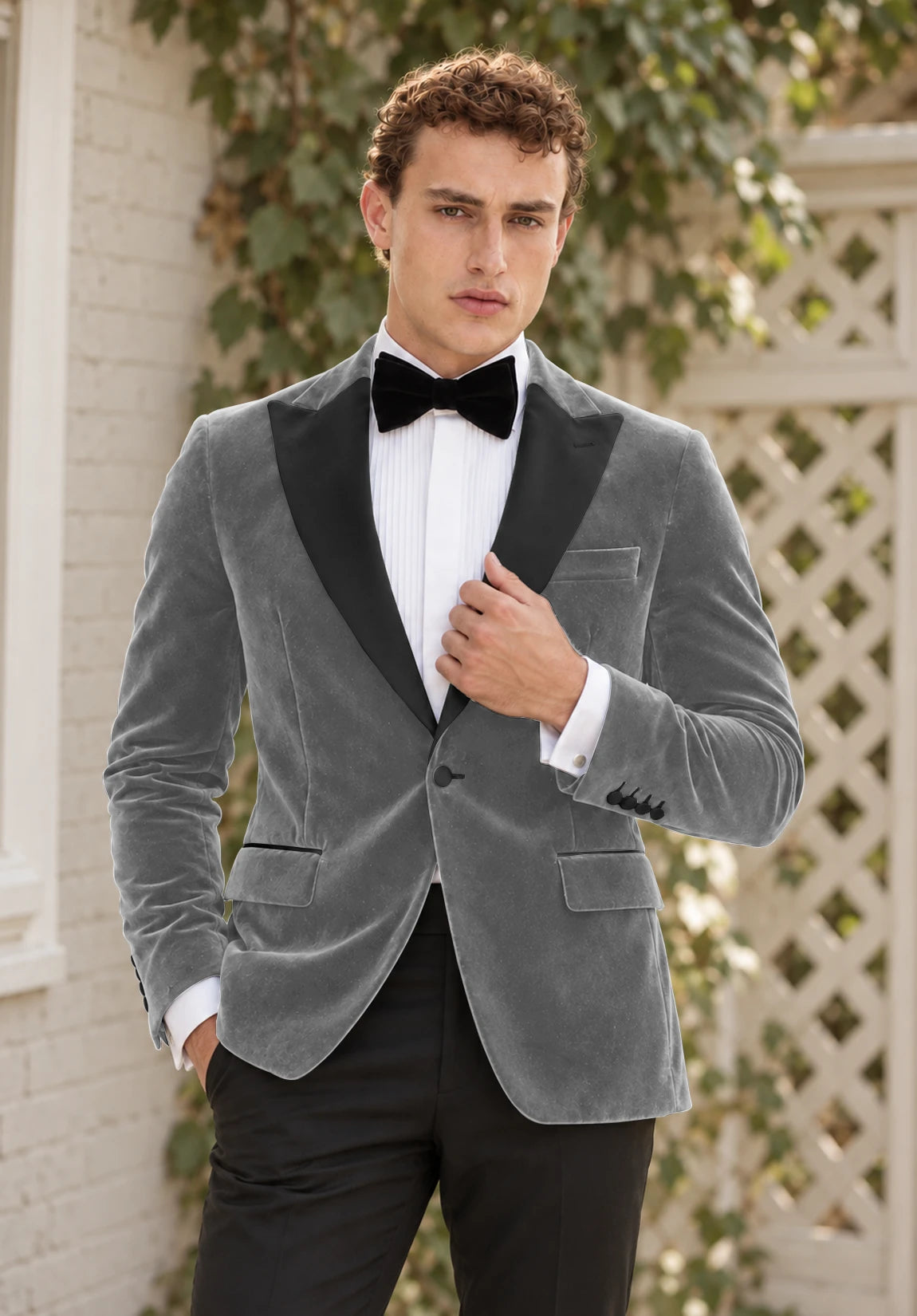 Men's grey velvet jacket