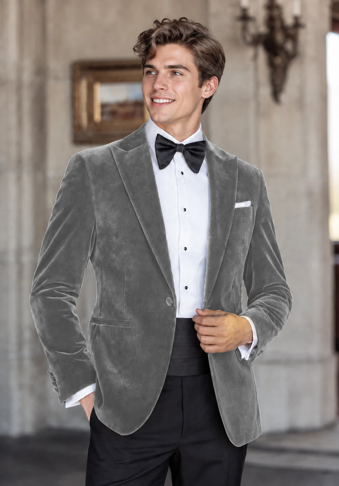 Men's grey velvet jacket