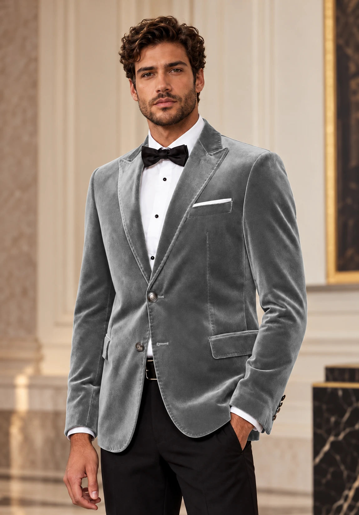 Men's grey velvet jacket