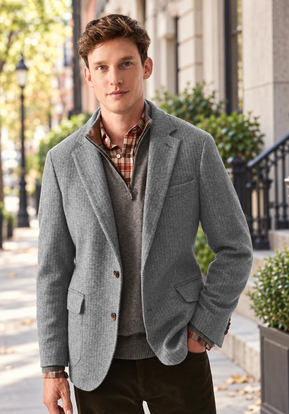 Men's grey herringbone jacket