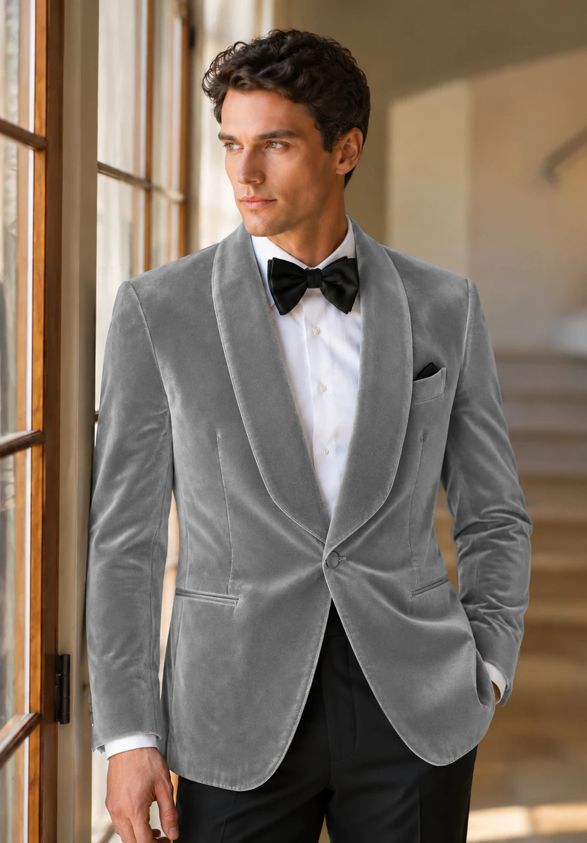 Men's grey velvet jacket