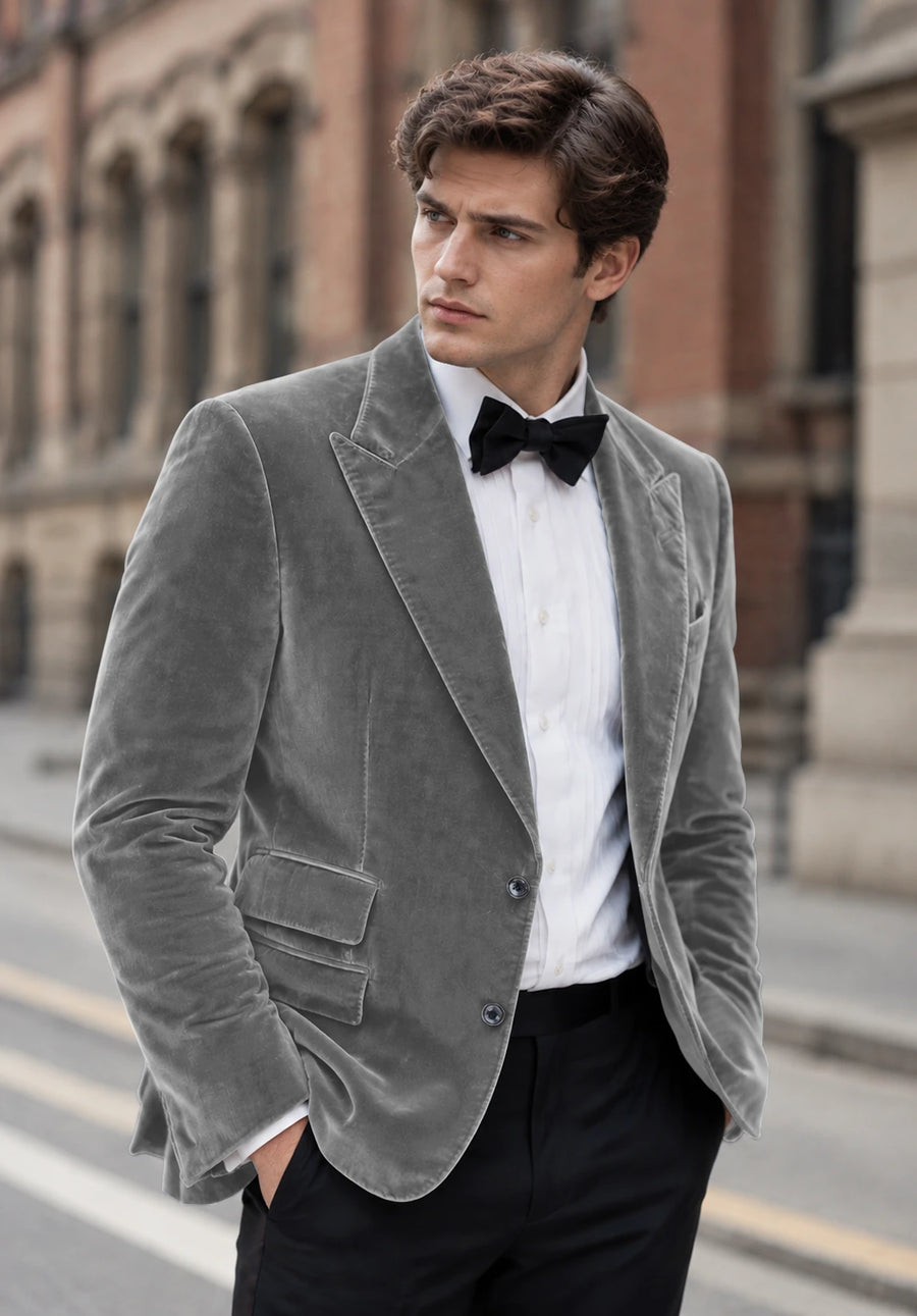 Men's grey velvet jacket