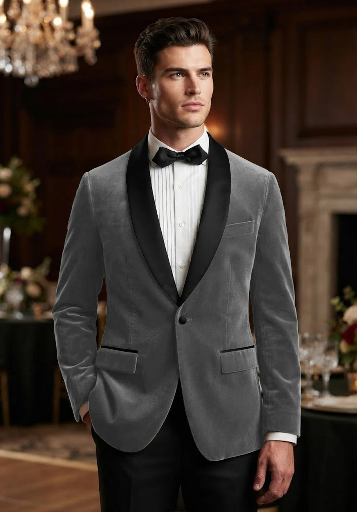Men's grey velvet jacket