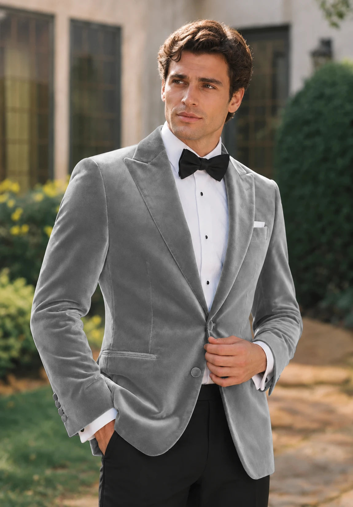 Men's grey velvet jacket