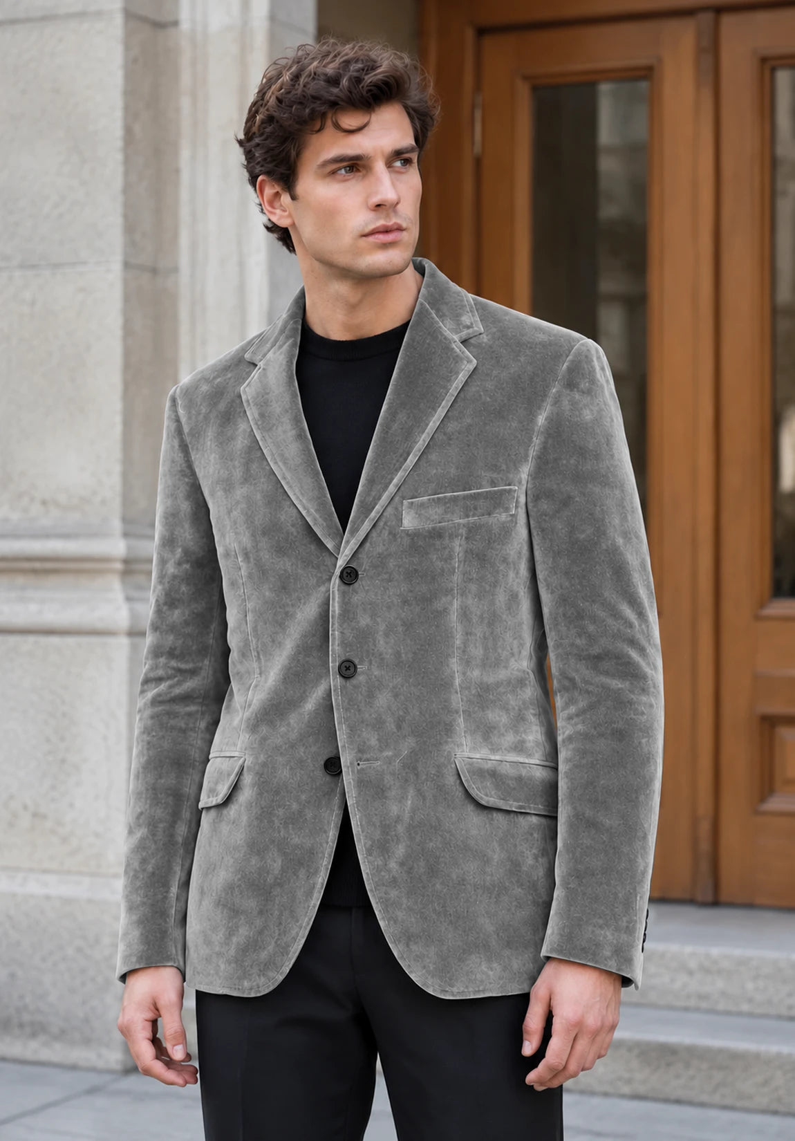Men's grey velvet jacket