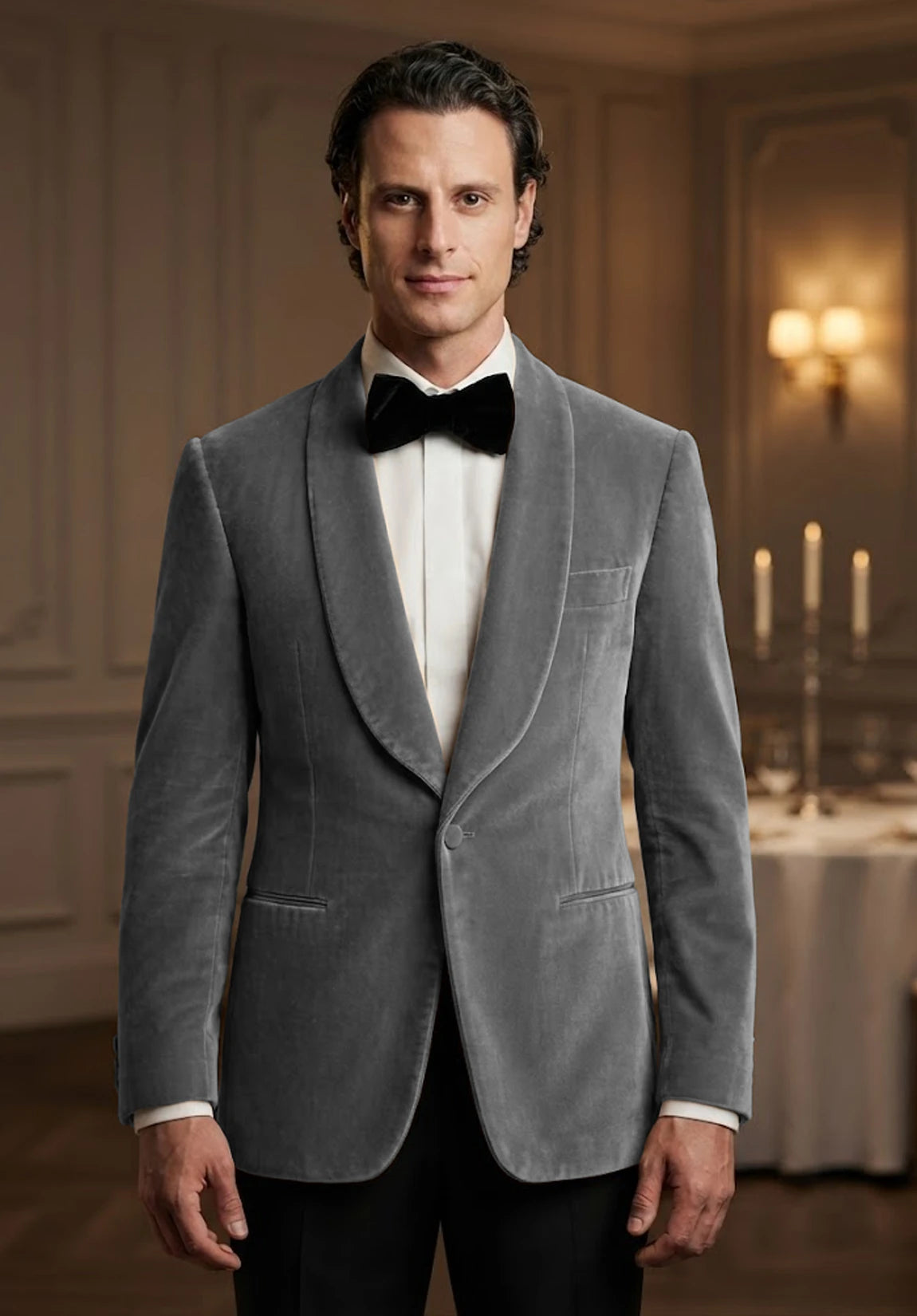 Men's grey velvet jacket