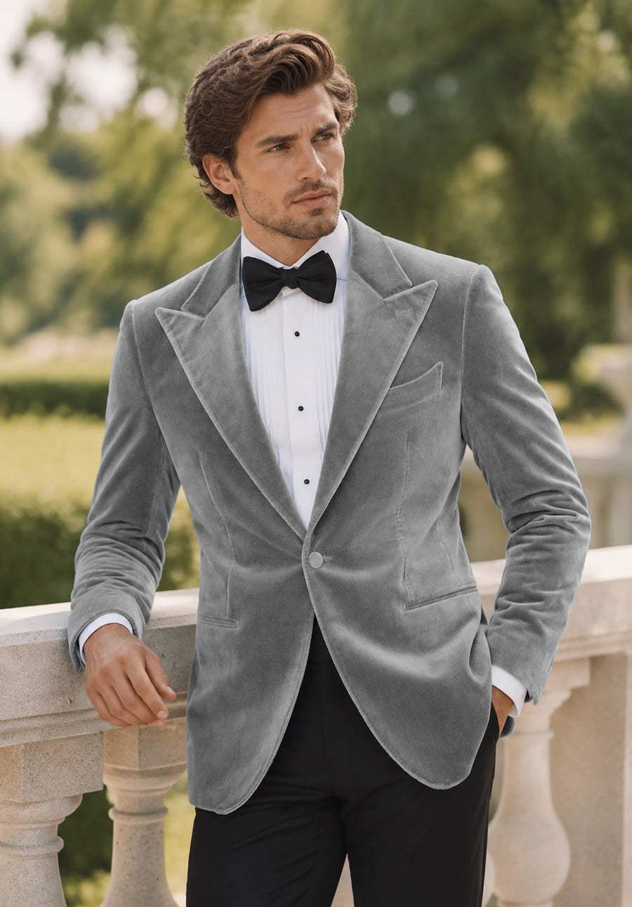 Men's grey velvet jacket