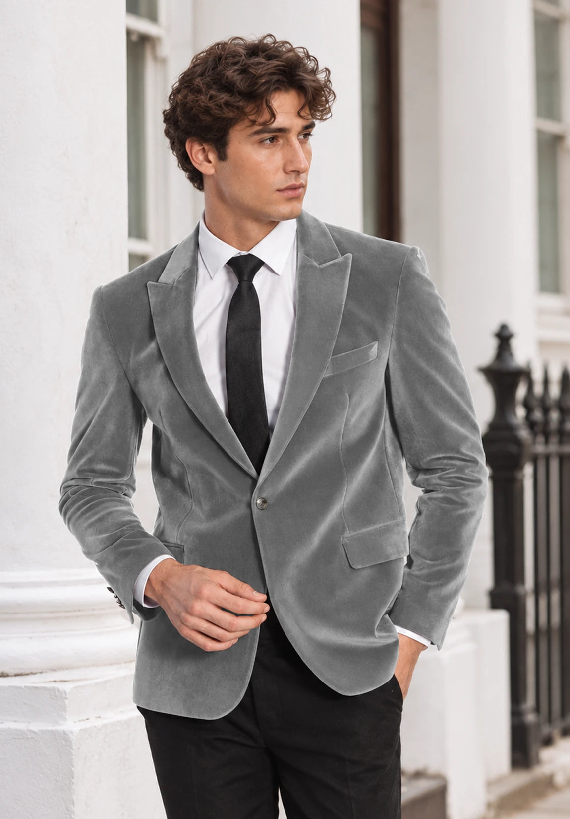 Men's grey velvet jacket
