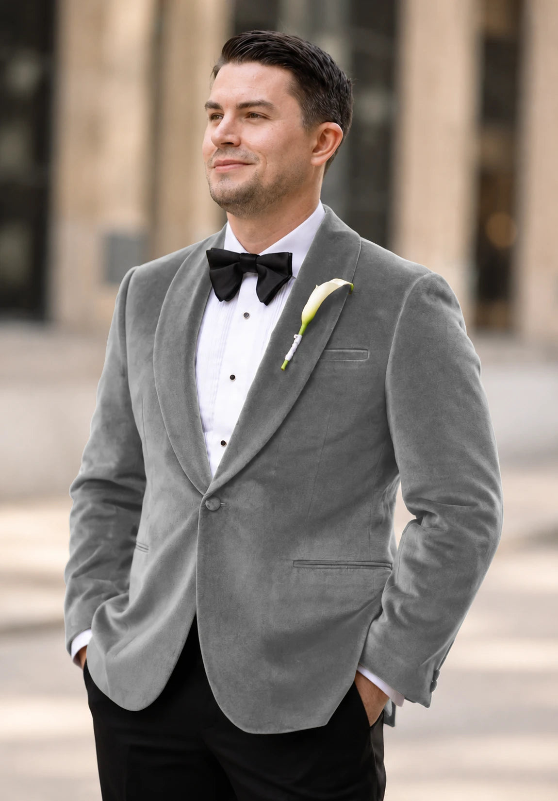 Men's grey velvet jacket