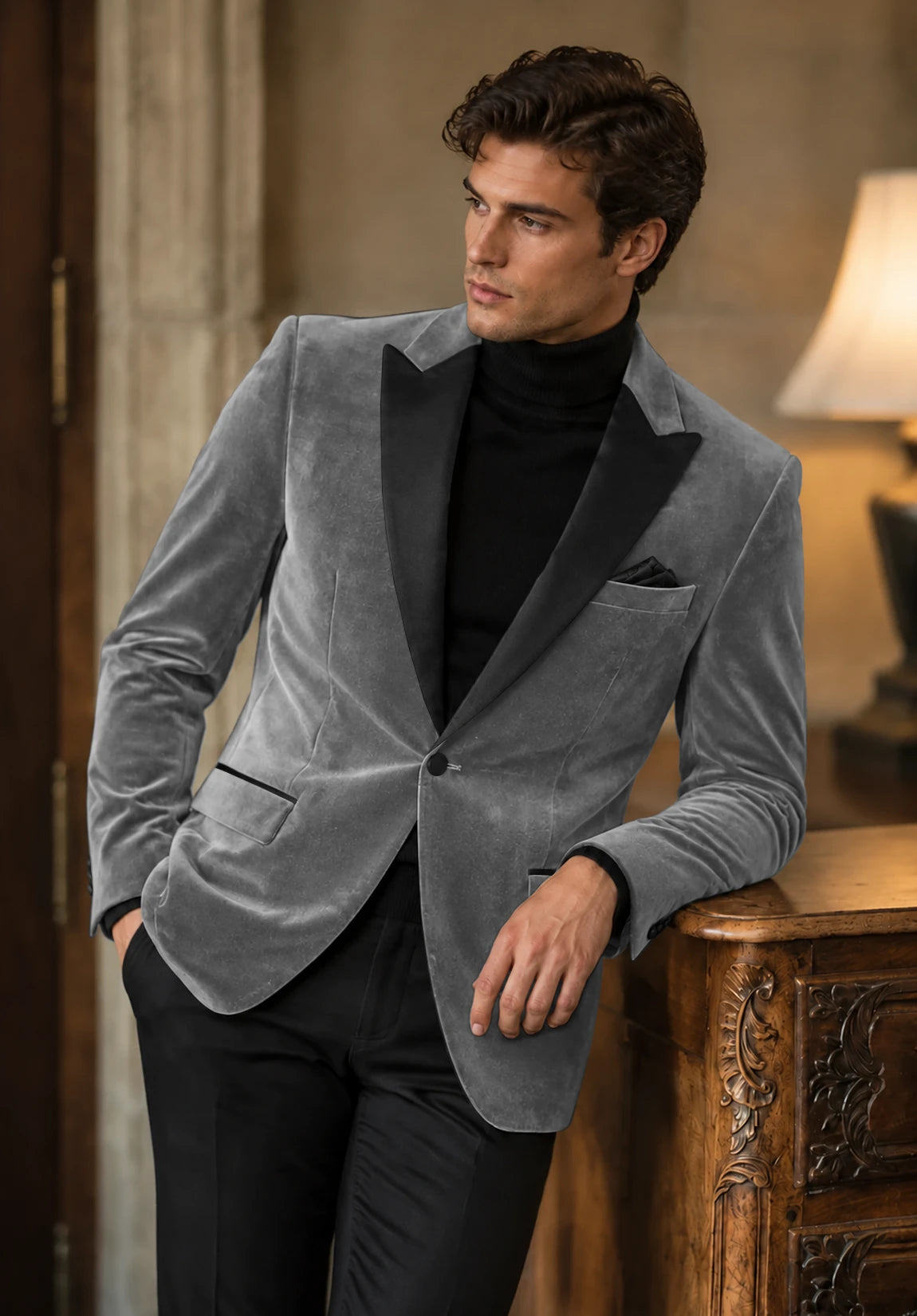 Men's grey velvet jacket