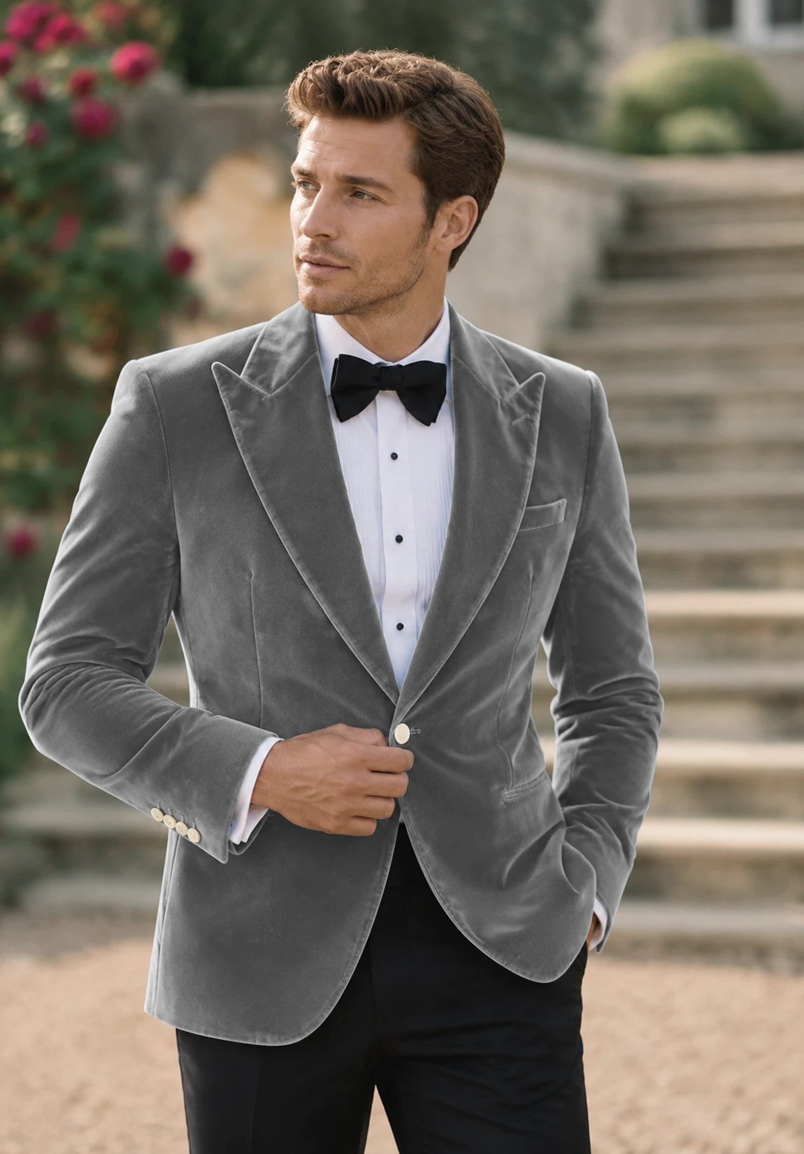 Men's grey velvet jacket