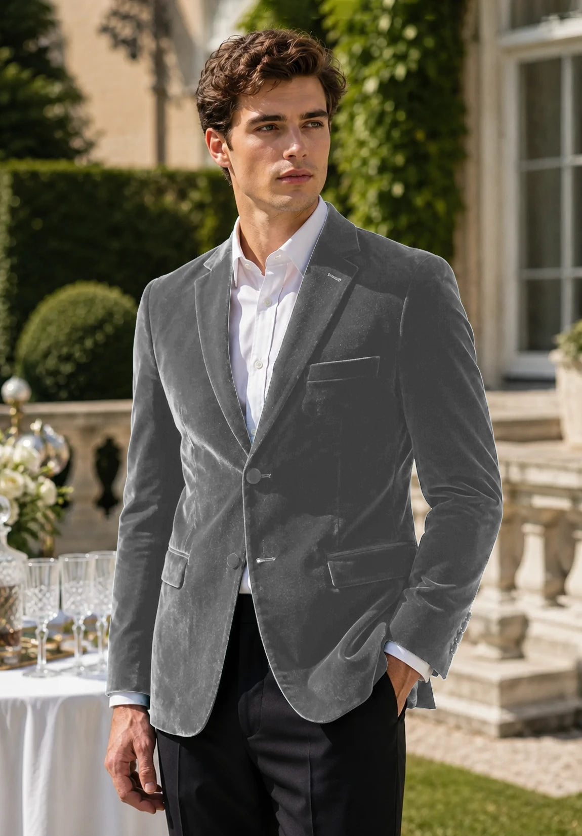 Men's grey velvet jacket