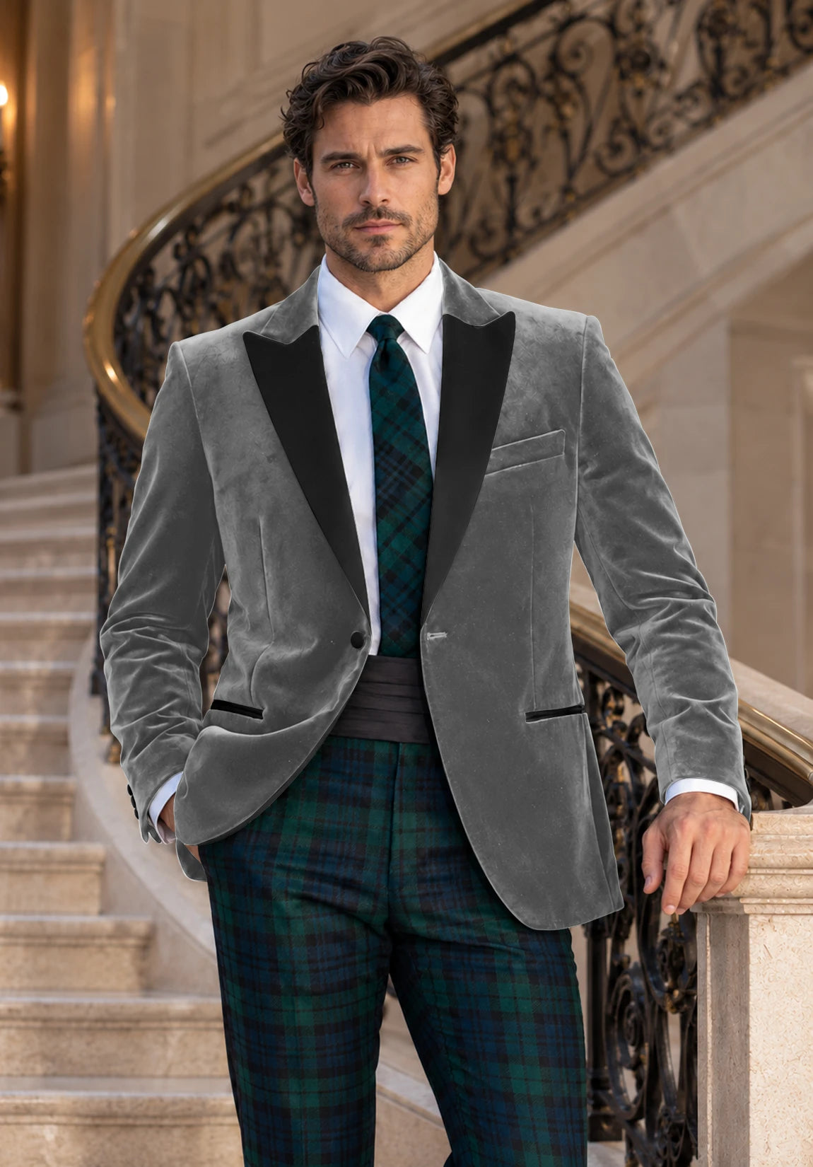 Men's grey velvet jacket