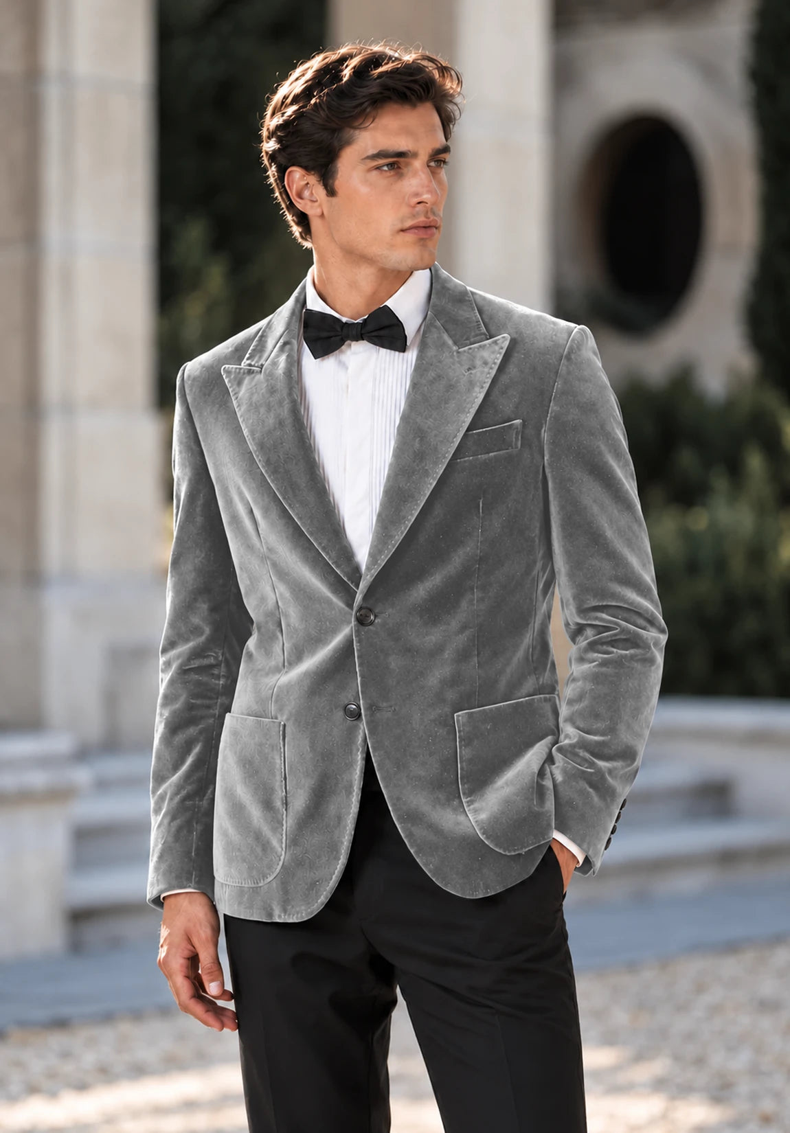 Men's grey velvet jacket