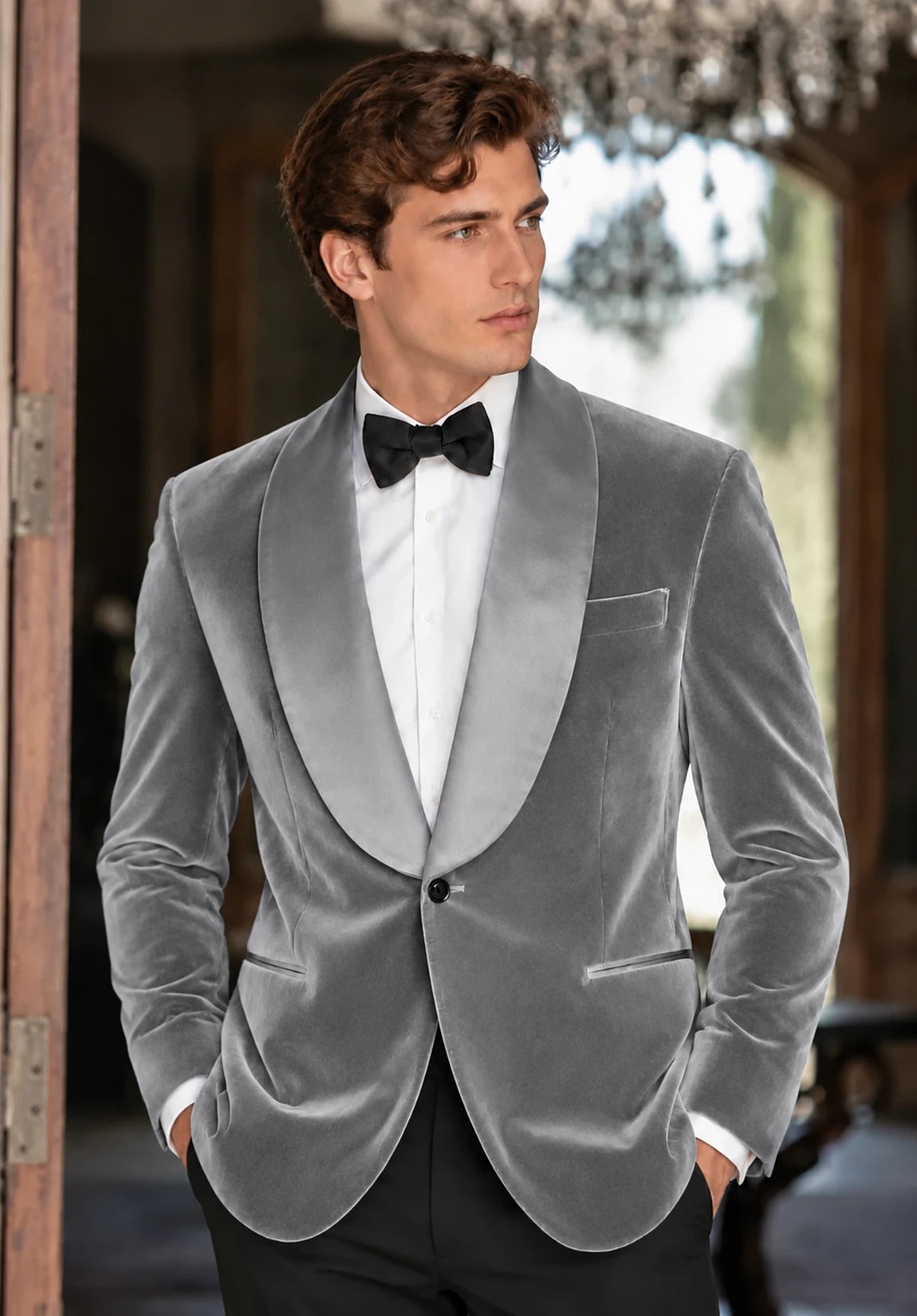 Men's grey velvet jacket